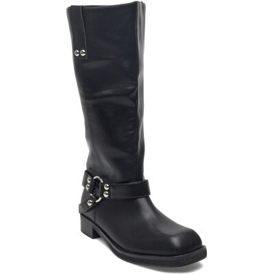 Bianco Biajesse Pull On Biker Boot Faux Leather 36 BLACK 36 Bianco Biajesse Pull On Biker Boot Faux Leather 36 BLACK 36
