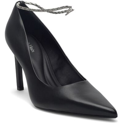 Calvin Ess Stiletto Hdw Chain Lth 90 38 BLACK 38 Calvin Ess Stiletto Hdw Chain Lth 90 38 BLACK 38