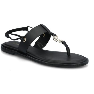 Calvin Round Flat Sndl Thong Lth Hdw 36 TRIPLE BLACK 36 Calvin Round Flat Sndl Thong Lth Hdw 36 TRIPLE BLACK 36