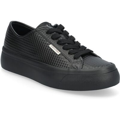 Calvin Vulc Flatf Lace Up Text Lth 36 TRIPLE BLACK 36 Calvin Vulc Flatf Lace Up Text Lth 36 TRIPLE BLACK 36
