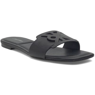 Calvin Square Flat Sandal Emblem 38 TRIPLE BLACK 38 Calvin Square Flat Sandal Emblem 38 TRIPLE BLACK 38