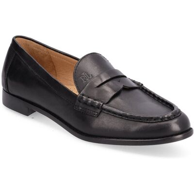 Lauren Ralph Lauren Wynnie Burnished Leather Loafer 40 BLACK 40 Lauren Ralph Lauren Wynnie Burnished Leather Loafer 40 BLACK 40