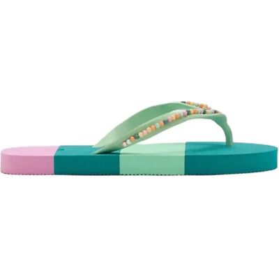 Mango Multicoloured Flip-Flops With Bead Details 38 GREEN 38 Mango Multicoloured Flip-Flops With Bead Details 38 GREEN 38