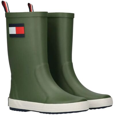 Tommy Hilfiger Flag Rain Boot Black 24/15CM MILITARY GREEN 24/15CM Tommy Hilfiger Flag Rain Boot Black 24/15CM MILITARY GREEN 24/15CM