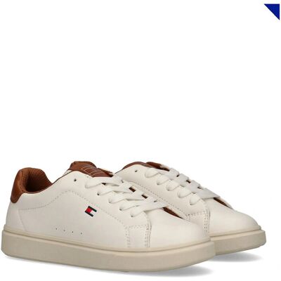 Tommy Hilfiger Low Cut Lace-Up Sneaker 35 OFF WHITE/COGNAC 35 Tommy Hilfiger Low Cut Lace-Up Sneaker 35 OFF WHITE/COGNAC 35