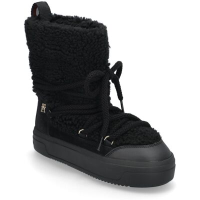 Tommy Hilfiger Lace-Up Faux Shearling Snowboot 40 BLACK 40 Tommy Hilfiger Lace-Up Faux Shearling Snowboot 40 BLACK 40