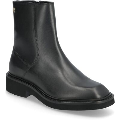 Tommy Hilfiger Th Square Toe Leather Bootie 38 BLACK 38 Tommy Hilfiger Th Square Toe Leather Bootie 38 BLACK 38