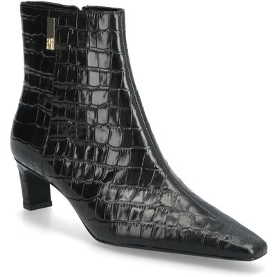 Tommy Hilfiger Th Square Toe Croc Kitten Bootie 36 BLACK 36 Tommy Hilfiger Th Square Toe Croc Kitten Bootie 36 BLACK 36