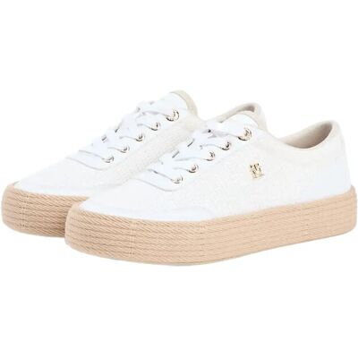 Tommy Hilfiger Th Foxing Platform Rope 42 WHITE CLASSIC KHAKI 42 Tommy Hilfiger Th Foxing Platform Rope 42 WHITE CLASSIC KHAKI 42