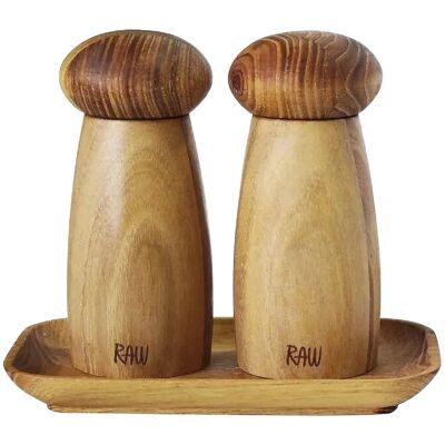 Aida Raw Teak - Small Ceramic Grinder Set With Tray Grinder H13.4Xd6.0 Cm. / Tray L17Xw10Xh1.9Cm. H:13.4CM NATURAL H:13.4CM Aida Raw Teak - Small Ceramic Grinder Set With Tray Grinder H13.4Xd6.0 Cm. / Tray L17Xw10Xh1.9Cm. H:13.4CM NATURAL H:13.4CM