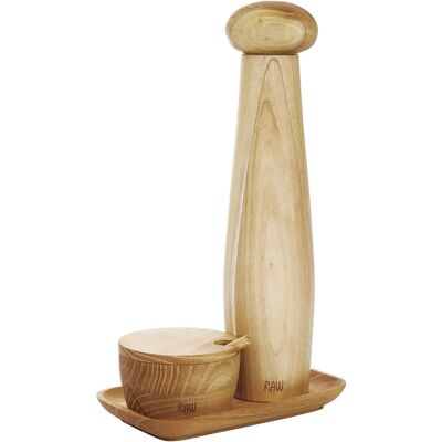 Aida Raw Teak Ceramic Pepper Mill Set With Tray And Salt Jar ONE SIZE NATURAL ONE SIZE Aida Raw Teak Ceramic Pepper Mill Set With Tray And Salt Jar ONE SIZE NATURAL ONE SIZE