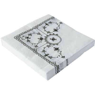 Kunstindustrien Musselmalet Lunch Napkins, 40X40, 20 Pce 40X40CM BLACK PATTERN 40X40CM Kunstindustrien Musselmalet Lunch Napkins, 40X40, 20 Pce 40X40CM BLACK PATTERN 40X40CM
