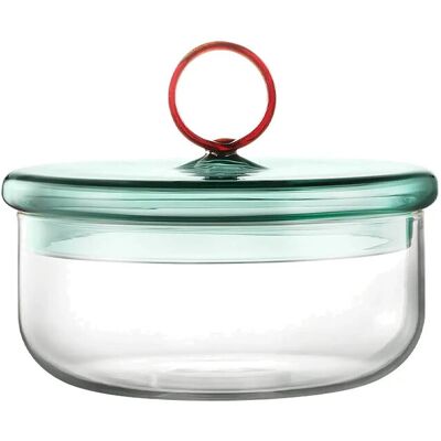 Muurla Loop Lav Krukke Med Låg 12 Cm, Klar/Teal/Amber 0.8 L CLEAR 0.8 L Muurla Loop Lav Krukke Med Låg 12 Cm, Klar/Teal/Amber 0.8 L CLEAR 0.8 L