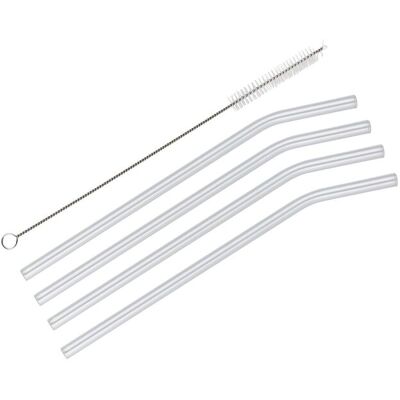 cilio Sugerør Vetro 4 Stk. L23Cm M/Rensebørste, Buet ONE SIZE CLEAR - CURVED ONE SIZE cilio Sugerør Vetro 4 Stk. L23Cm M/Rensebørste, Buet ONE SIZE CLEAR - CURVED ONE SIZE