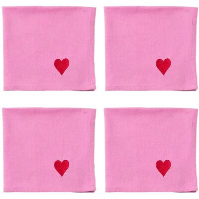 Midnatt Napkins 4-Pack Pink Hearts 40X40CM PINK 40X40CM Midnatt Napkins 4-Pack Pink Hearts 40X40CM PINK 40X40CM