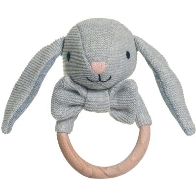 Teddykompaniet Teddy Baby, Organic Rattle, Rabbit, Knitted 16 cm GREY 16 cm Teddykompaniet Teddy Baby, Organic Rattle, Rabbit, Knitted 16 cm GREY 16 cm