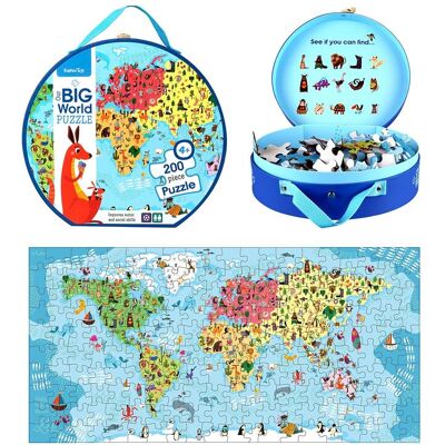 Barbo Toys 200-delad Världskarta Pussel - Utbildande Leksak för Barn Barbo Toys 200-delad Världskarta Pussel - Utbildande Leksak för Barn