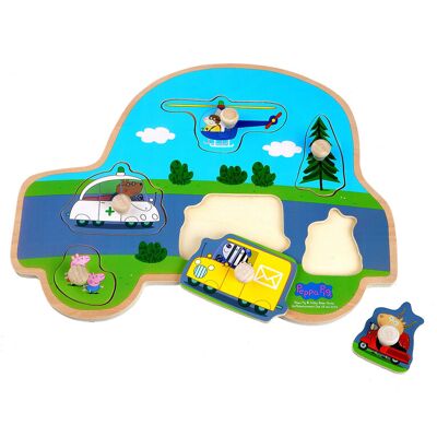 Barbo Toys Peppa Pig Wooden Knob Puzzle Transport ONE SIZE MULTIPLE COLOR ONE SIZE Barbo Toys Peppa Pig Wooden Knob Puzzle Transport ONE SIZE MULTIPLE COLOR ONE SIZE