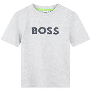 Boss T-Shirt - Gråmelerad M. Marinblå - 10 År (140) - Boss T-Shirt 140