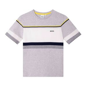 Boss T-Shirt - Essential - Gråmelerad/vit M. Svart/gul 176