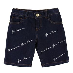 Versace Shorts - Mörkblå Denim M. Allover Logo 128