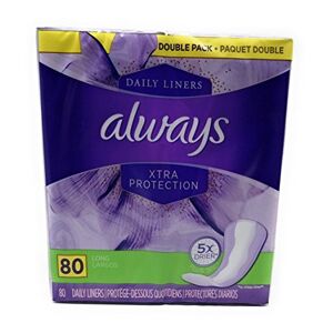 Always Xtra Protection Unscented Daily Liners, Long, 80 count by