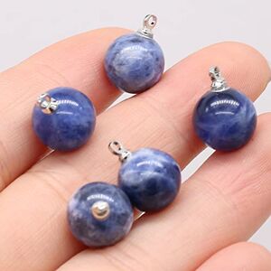 MYMEO 5 st 10 mm naturlig ädelsten kristallkula form hänge lapis lazuli ametist berlocker gör-det-själv örhänge halsband tillverkning smycken, sodalit