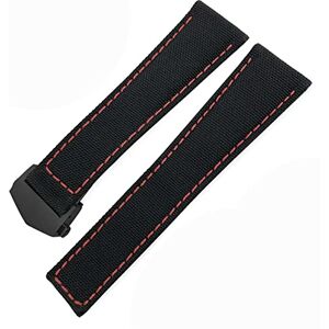 TINTAG 20 mm 22 mm klockarmband kanvas nylon läder klockrem vikbart spänne svart klockarmband för Tag Heuer CARRERA AQUARACER serien klockarmband byt ut, 20mm, Agat