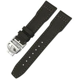 IENYU Högdensitets nylon kohud klockarmband 20 mm 21 mm äkta läder prägling grönt blått klockarmband ersätter för IWC pilotserie tillbehör, 20mm, Agat