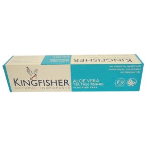 KIN120 Kingfisher Aloe Vera Tea Tree Fennel Fluorder Free Toothpasta 100 ml förpackning med 3