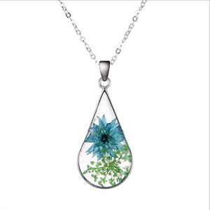 4194157371086 AIDEMEI 1 st naturliga äkta blåtorkade blommor halsband hänge torrt glas halsband bästa presenten bröllopsfest vardag kreativa smycken
