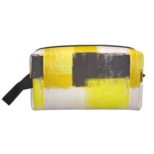 GRatka Makeupväska, helt enkelt modern grå och gul abstrakt resesminkväska toalettväska bärbar makeupväska organiserare, Som bild, En storlek