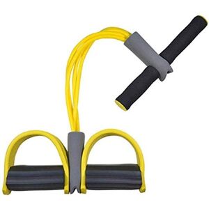 Sinye Multifunktionellt spänningsrep ben tränare sittande kroppsbyggande expander elastisk dragrep träningsutrustning, 4-ludd elastisk sittrem med fotpedal buken träning fitness (gul)
