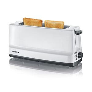 Severin Automatic Long Slot Toaster, automatisk brödrost med brödrulletillsats, rostfri brödrost för rostning, avfrostning och uppvärmning, 800 W, vit/grå, AT 2232
