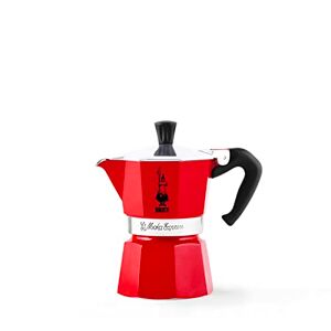 Bialetti – Moka Express: Klassisk Espressobryggare För Spishäll, Kokar Riktigt Italienskt Kaffe, Kaffebryggare Moka 3 Koppar (130 Ml), Aluminium, Röd