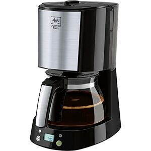 Melitta 1017-11 Enjoy Top filterkaffebryggare med glaskanna, timerfunktion och patenterad aromselector, automatisk slutavstängning, rostfritt stål, 1,2 liter, svart