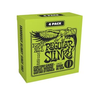 Ernie Ball Regular Slinky Nickel Wound Electric Guitar Strings 4-Pack 10-46 Gauge