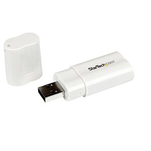 StarTech.com USB-ljudadapter – USB till ljudkort i vitt – ljudkort med USB (kontakt) och 2 x 3,5 mm extern kontakt
