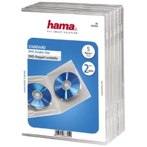 Hama DVD-dubbelfodral (passar även för CD-skivor och Blu-rays, med folie för insättning av överdrag) 5-pack, transparent, transparent