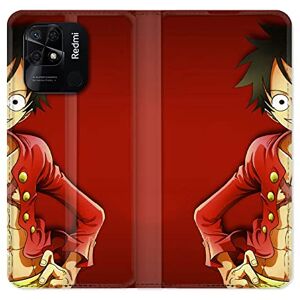 Cokitec Läderfodral plånbok för Xiaomi Redmi 10C Manga One Piece Luffy