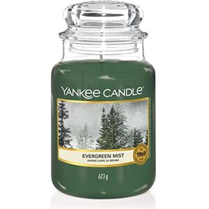 Yankee Candle Doftande Ljus i Stor Burk, Vintegrön Dimma, Julkollektion, Upp Till 150 Timmar Bränntid, Grön