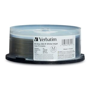 Verbatim 98915 M-DISC BD-R XL 100 GB/1-4x, bläckstråle 25-skiva-cakebox