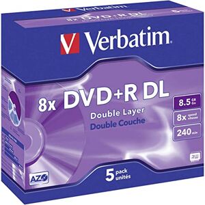 Verbatim DVD+R Double Layer Matt Silver 8,5 GB, 5-pack Jewel Case, DVD-ämnen skrivbara, 8 gånger brinnhastighet & Hardcoat Scratch Guard, ämnen DVD-R, DVD tom
