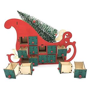 Lwaviwer jul nedräkningskalender ornament trä kalender med 24 lådor barns julklappar och dekorationer