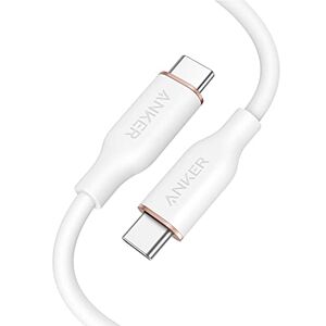 Anker PowerLine III Flow, USB-C till USB-C laddningskabel, 100 W, 90 cm, typ C-kabel, kompatibel med MacBook Pro 2020, iPad Pro, iPad Air, Galaxy S20, Pixel, Switch, LG (snövit)