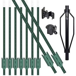 Voss farming Set: 200x T-stolpe 182 cm, 200x Toppisolator, 200x Bandisolator, Stolpdrivare