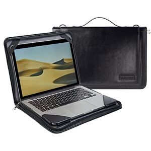 Broonel svart läder laptop messengerfodral – kompatibel med HP EliteBook x360 1040 G10 14 tum pekskärm business laptop, Svart, One Size