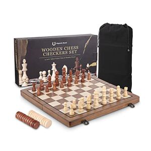 2-in-1 Wooden Chess Chess, 39 x 39 cm, Folding Chess Board, Magnetic Handmade Chess Board, Quality Chess Cartridge, Folding Chess Set for Home and Travel