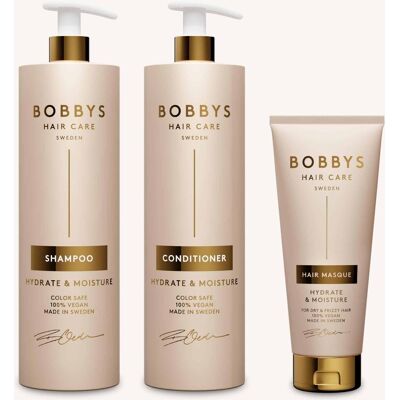 Bobbys Hydrate & Moisture Schampo Och Balsam 1000 Ml + Hårinpackning Bobbys Hydrate & Moisture Schampo Och Balsam 1000 Ml + Hårinpackning