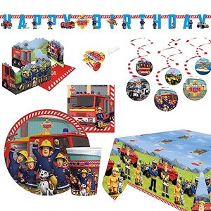 Amscan 9917096 brandman Sam festset, 56 delar, engångsservis och dekoration, barns födelsedag